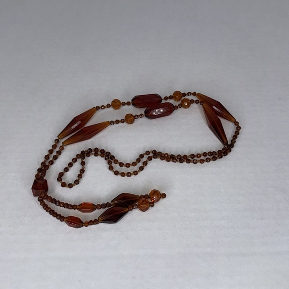 Antique 1870s to early 1900s Amber beaded hand knotted Necklace with Tassels A5 - Picture 9 of 9